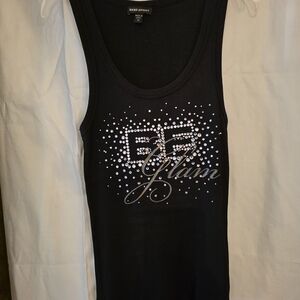 Bebe Black Tank Top with Silver Accents